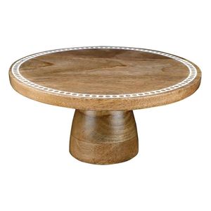 Support à gâteau rond en bois d'acacia fait main, présentoir à dessert sur piédestal, assiette à fruits rustique en bois pour décoration de mariage et de fête - Product Image 5