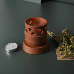 SAMARA - PAQUETE DE REGALO Lámpara de terracota artesanal para velas de té (estilo minimalista y contemporáneo) para tu mesa de estudio o mesa de comedor - Product Image 4