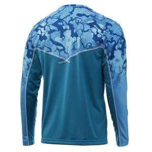 Camisa de Pesca de Manga Larga para Hombre, Estampado de Camuflaje Azul, Protección UPF 50 Anti-UV, Top de Poliéster - Product Image 3