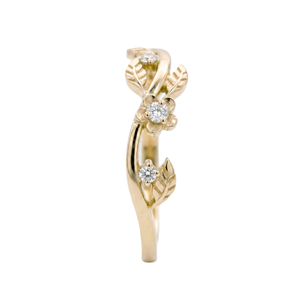Manufacturing Round Lab Diamond 18K Solid Gold <b>Proposal</b> <b>Ring</b> Wedding Bridal <b>Ring</b> Minimalist Leaf & Flower Designer Curved <b>Ring</b> - Product Image 4