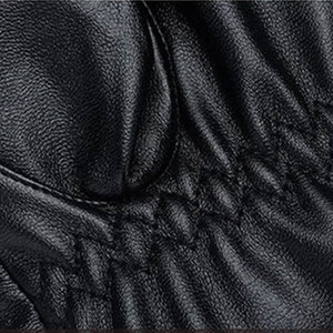 Leather Bike Gloves Wrist Length Black Plain Style <b>Thermal</b> Unlined Casual Outdoor Travel Winter Wear for Daily Use - Product Image 5