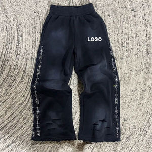 Pantalones Deportivos 100% Algodón para Hombre, Pantalones Deportivos de Forro Polar Grueso, Estilo Urbano, Cintura con Cordón, Pantalones Deportivos Holgados con Logotipo Personalizado - Product Image 3