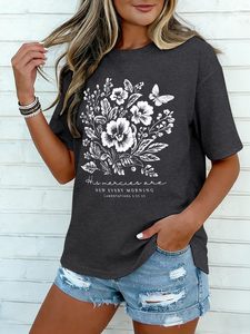Nouveaux T-shirts tendance pour femmes 100% coton, imprimés graphiques DTF, col rond, t-shirts d'été, coupe ample, manches courtes - Product Image 2