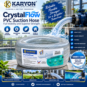 Manguera de Succión de PVC Transparente de 125-200 mm x 20 m, KARYON CrystalFlow, Reforzada, Flexible, Resistente a la Abrasión, para Bomba de Agua e Irrigación, para EE. UU. - Product Image 1
