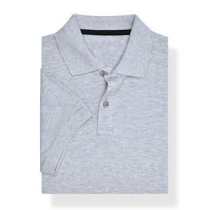 Chemise décontractée grise à manches courtes boutonnée pour homme, 100 % coton tricoté, coupe classique, respirante, avec bordure noire, 200 g - Product Image 3