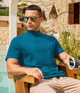 T-shirt basique à col roulé court pour homme, OEM ODM en gros - Product Image 5