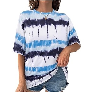 Camisetas de mujer al por mayor a bajo precio, estilo vintage lavable, diseño tie-dye, nuevas camisetas modernas con efecto dip-dye, camisetas oversize de hip hop - Product Image 6