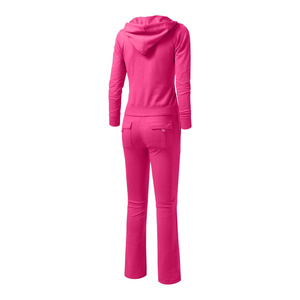 Women's Pink Hooded Tracksuit <b>Full</b> <b>Zip</b> <b>Sweatshirt</b> With Side Pockets Casual Solid Color Joggers Set Winter Wear - Product Image 3