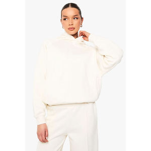 Nuevo conjunto de sudadera con capucha y pantalones deportivos de dos piezas en color liso, talla grande, transpirable, ecológico, tejido. - Product Image 1