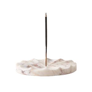 Porte-encens en marbre blanc naturel, brûleur d'encens en pierre artisanal, design inspiré du lotus, méditation moderne, aromathérapie - Product Image 1