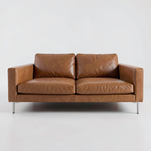 Mid-Century Modern Genuine <b>Leather</b> Sofa with Ultra Seat Cushion Slim Arms Balanced Proportions for Contemporary Living Spaces - Product Image 2
