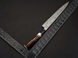 Cuchillo de Chef para Brisket de Acero de Damasco Forjado a Medida, 18 Pulgadas de Longitud Total, Mango de Cuerno de Ciervo, Diseño Ergonómico, Funda de Cuero - Product Image 5