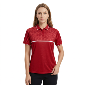 Polo Deportivo de Manga Corta para Hombre, Rojo con Estampado Geométrico, Cuello con Botones, Estilo Casual - Product Image 4
