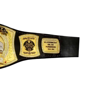 Ceinture de champion Windy City Silverbacks - Ceinture de sport noire personnalisable avec détails dorés - Trophée de collection haut de gamme - Product Image 3