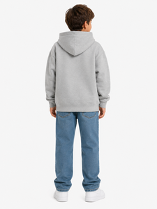 Sudadera con Capucha Gris para Niños, Sudadera Informal con Capucha, Mezcla de Algodón de Primera Calidad, Manga Larga, Sudadera para Niños, Suave y Cómoda - Product Image 3