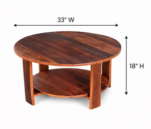 Tables basses rondes en bois massif de style américain vintage de luxe pour salon - Product Image 2
