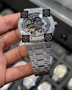 New Trendy Luxury <b>Skeleton</b> Dial Fully Iced Moissanite <b>Automatic</b> Mechanical Stainless Steel <b>Watch</b> 42mm Pointer Glass GPS 10 Bar - Product Image 2
