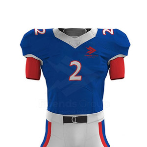 Ensemble d'uniformes de football américain de qualité supérieure, durable, respirant, doux, tissu 100% polyester, col en V, manches courtes - Product Image 2