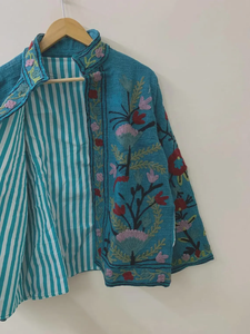 TNT Suzani Veste brodée florale Vibrant Boho Winter Outerwear Coupe-vent et Respirant Ethnic Statement Design - Product Image 2