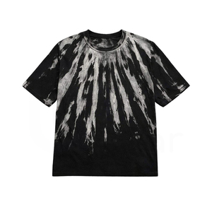 Camiseta de Manga Corta con Cuello Redondo y Estampado Tie-Dye para Hombre, Corte Regular, Tejido de Punto Informal con Patrón - Product Image 1