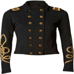 Veste marine vintage pour homme, manteau uniforme en polaire croisé, style XXIe siècle, noir, avec tresses en laine pour femme - Product Image 6