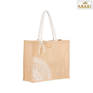 Sac en jute à motif mandala, écologique, réutilisable, pour les courses, les événements et les cadeaux - Product Image 5