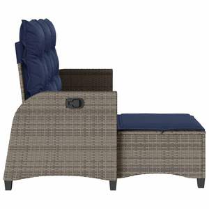 Canapé de jardin inclinable 3 places en polyrotin gris - Product Image 6