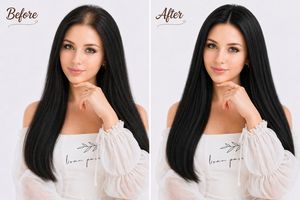 Mono topper 22 pouces Noir naturel Qualité Super Double Drawn Texture de cheveux lisses - Product Image 4