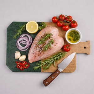 Planche à découper en marbre et bois d'acacia, plateau de service en marbre et bois avec poignée, planche à découper pour charcuterie, idéale pour la gravure laser - Product Image 1