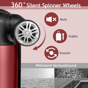 FCH Retro Red Curved Vertical Stripe 4-in-1 Trolley Case Versatile Retro Red Luggage Set - Product Image 5