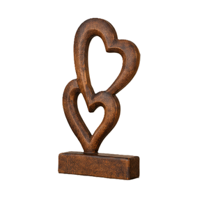 Sculpture de cœur en bois rustique, décor d'amour sculpté à la main pour table, Saint-Valentin, salon - Product Image 4