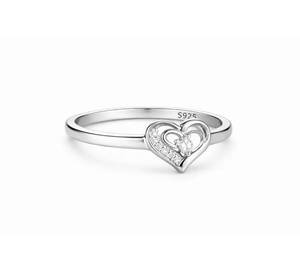 Anillo de Corazón Personalizado de Plata de Ley 925 para Mujer, Anillo de Promesa con Corazón Hueco y Circonita Cúbica, Joyería Fina a Precio de Mayoreo - Product Image 3