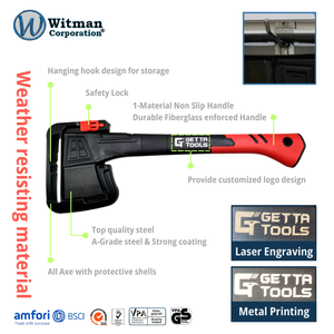 Hache de jardinage 46 cm à tête en acier au carbone de qualité supérieure, légère et à fixation sécurisée, pour l'aventure en extérieur, la coupe et l'élagage, OEM ODM OBM - Product Image 3