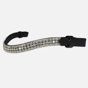 Banda de cejas de caballo de cuero inglés negro con extremo de lazo personalizado con cristales blancos, cadena ostentosa, banda de cejas de brida para caballos - Product Image 4