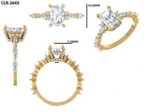 1.95 Ct Radiant Cut Lab Grown Diamond <b>Vintage</b> Style Wedding Engagement <b>Ring</b>, Gift For Women's, Solid 14k Yellow <b>Gold</b> <b>Ring</b> - Product Image 6