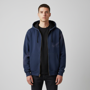 Sweat-shirt classique vintage des années 90 avec fermeture éclair intégrale, look usé, vêtement de mode streetwear, confortable et décontracté pour tous - Product Image 1