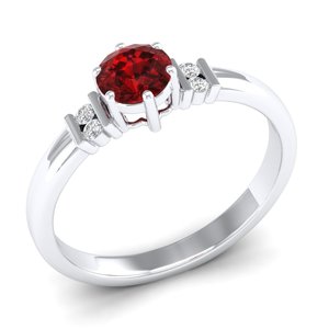 Anillo REYES con Granate de Corte Redondo de 0.5 Quilates en Oro Blanco Sólido de 14K, Anillos de Compromiso con Diamantes Certificados por IGI para Ella - Product Image 2