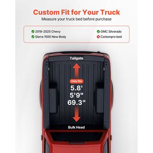 Copertura Morbida Avvolgibile per Cassone (Tonneau Cover) Compatibile con Nuova Carrozzeria Chevy Silverado/GMC Sierra 1500 (2019-2025) per Cassone da 5.8 ft (5 ft 9 in) - Product Image 2