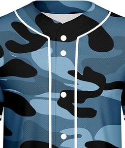 Camiseta Deportiva TriPro Sports Personalizada de Béisbol con Camuflaje Azul para Hombre, Manga Corta, Cierre de Botones, Malla de Poliéster, Ropa Deportiva para Adultos - Product Image 4
