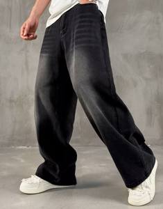 Pantalones Anchos de Hombre Hardihood International con Estampado Paisley, Lavado a la Piedra, Negros a Cuadros, Tallas Grandes, Corte Holgado, Cintura Alta, Estilo Boho, 100% Algodón - Product Image 5
