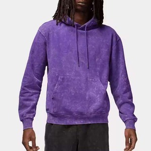 Sweat-shirt à capuche pour homme en coton French Terry, couleur violet délavé, avec poche, coupe classique, style streetwear décontracté - Product Image 2