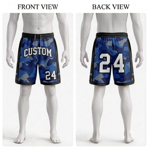Pantalones Cortos de Baloncesto Personalizados para Hombre, Estampado de Camuflaje Azul, Número 24, Sublimación, Talla Grande, Cintura Media, Cordón Ajustable, Pantalones Cortos Deportivos Casuales - Product Image 1
