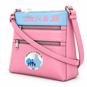 Sac bandoulière en cuir PU Jack And Jill Of America avec deux poches zippées, sangle réglable et emblème à lettres grecques - Product Image 2