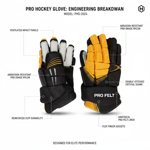 Gants de hockey sur glace légers sur mesure pour hommes et jeunes, gants de protection rembourrés pour la manipulation de la crosse, gants durables et confortables avec une bonne adhérence - Product Image 2