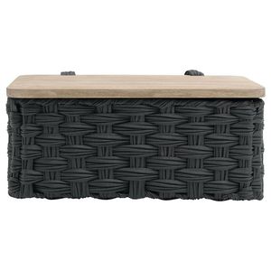 Panier en résine tressée avec couvercle en bois naturel - Product Image 3