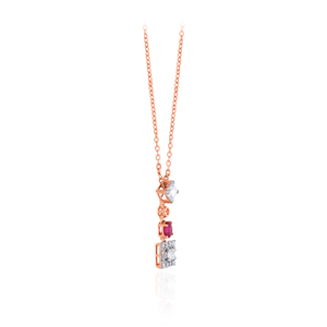 Pendentif en or rose avec diamant et rubis taille princesse, diamants naturels, bijou minimaliste pour femme, à porter au quotidien - Product Image 3