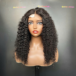 วิกผมชาวพม่าแบบม้วนคู่แบบชาวพม่าผมหยิกเป็นชาวเวียดนาม100% ลูกไม้สวิสปิดผมคนทั่วโลก - Product Image 1