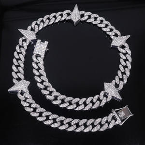 Men's Hip Hop <b>Statement</b> <b>Necklace</b> S925 Gold Plated Cuban Chain With Lab Grown Rhinestone Crystal Design Everyday Wear - Product Image 5
