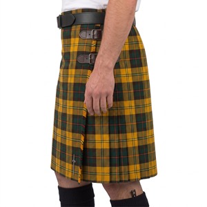 Men's MacMillan Mod Scottish Kilt Yellow Green Plaid With Leather <b>Belt</b> <b>Buckle</b> - Product Image 4