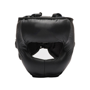 Protector de Cabeza de Boxeo Profesional de Cuero Negro Ajustable para Adultos Unisex para Entrenamiento Deportivo - Product Image 1
